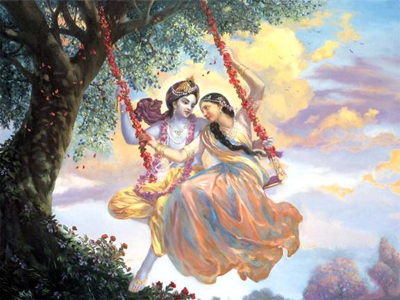 Radha-Krishna on a swing